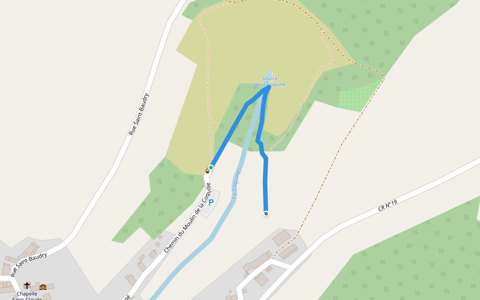 Chemin du Moulin de la Coquille walking route map in Étalante