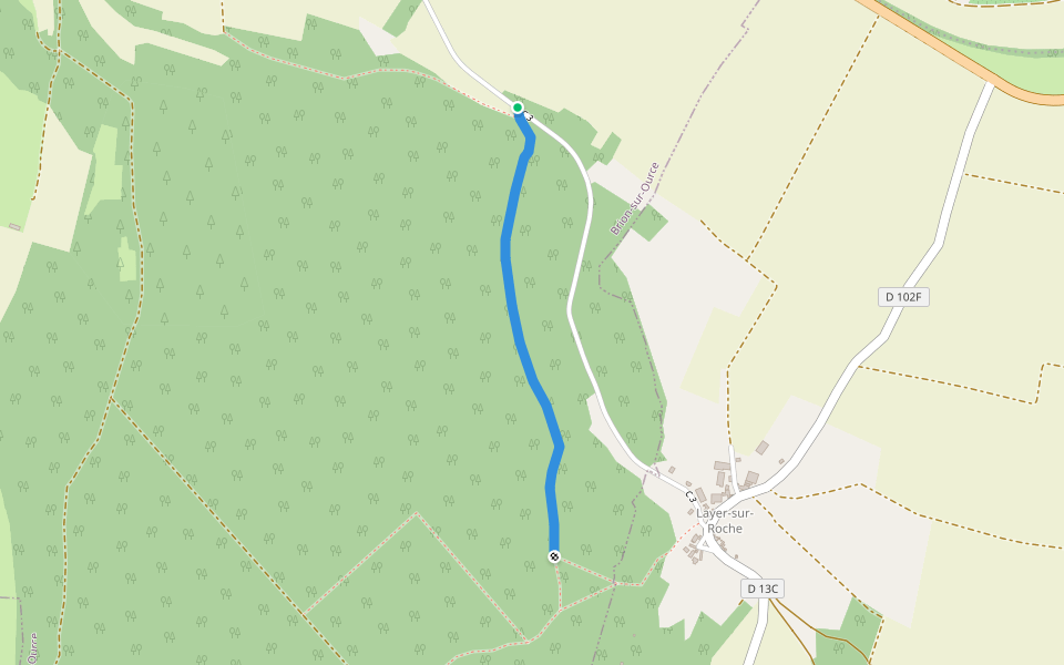 Chemin de la Combe Charru walking route map in Brion-sur-Ource