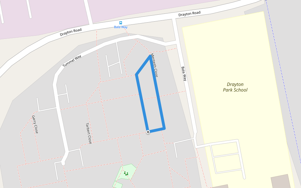 Menteith Close walking route map in Bletchley