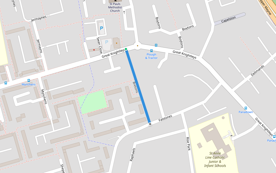 Bretons walking route map in Basildon