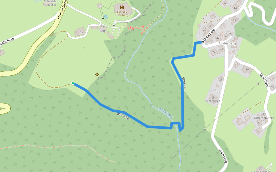 Wiessteg walking route map in Kleinvolderberg