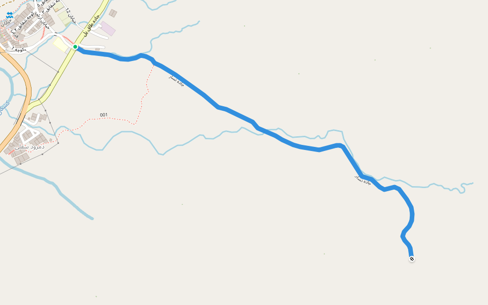 جاده نسار walking route map in Domrud-e Olya
