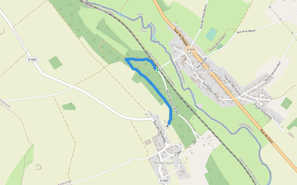 Sofinel Runs Path walking route map in Amécourt