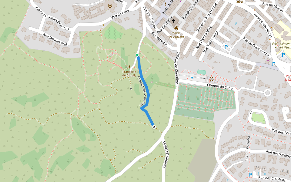 Chemin Vieux du Fort walking route map in Leucate
