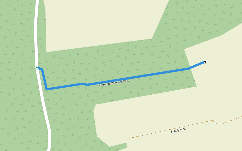 Premium Paintball Pécs walking route map in Kozármisleny