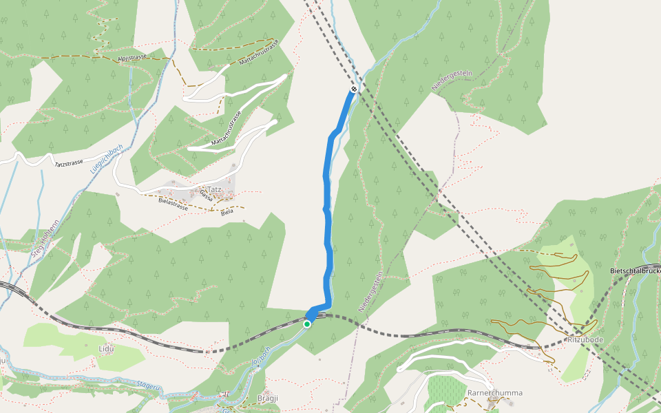 Telliweg walking route map in Niedergesteln