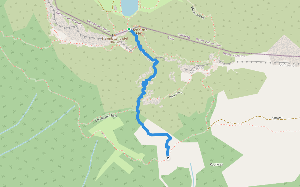 Drei-Brüder-Steig walking route map in Unken