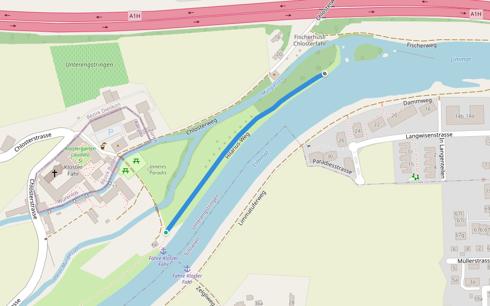 Hilarius-Weg walking route map in Unterengstringen