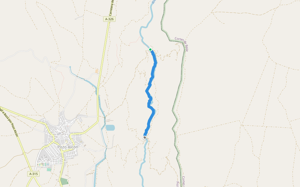 Vereda de los pescadores Guadalentín walking route map in Pozo Alcón