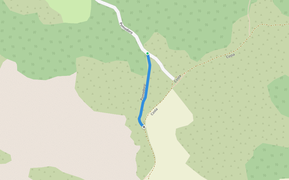 Pomodoro walking route map in Savigno