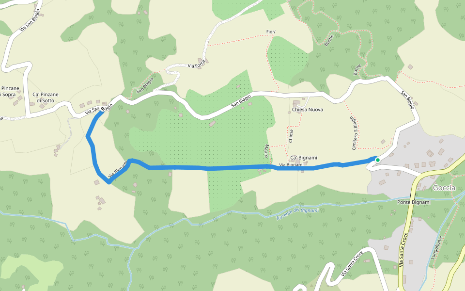 Via Bignami walking route map in Goccia