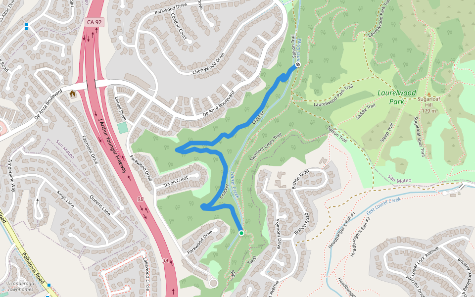Cracker walking route map in San Mateo