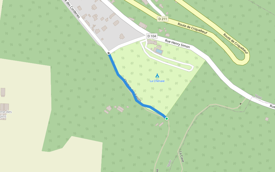 Bois de la Vierge walking route map in Yport