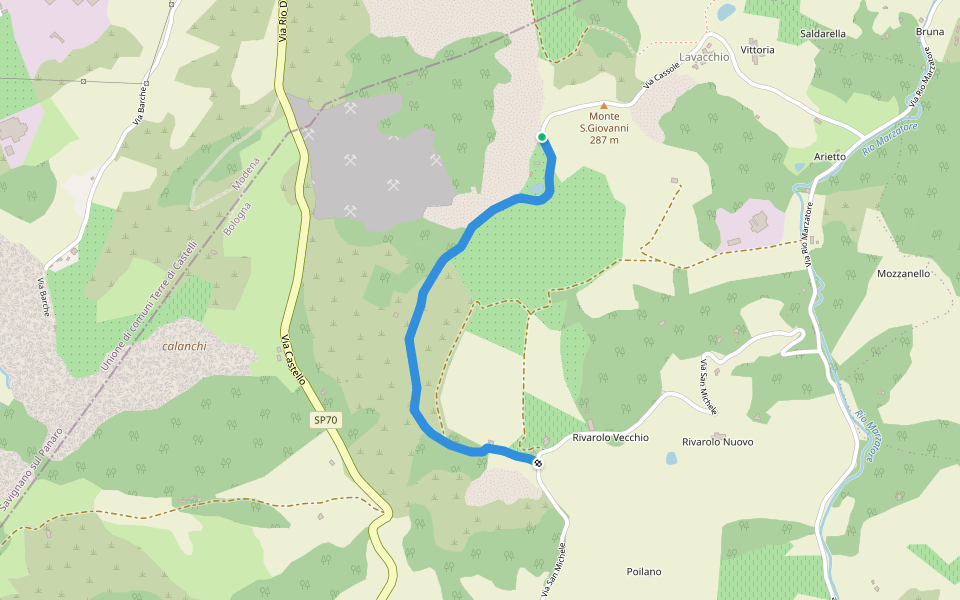 Via Cassole walking route map in Castello di Serravalle