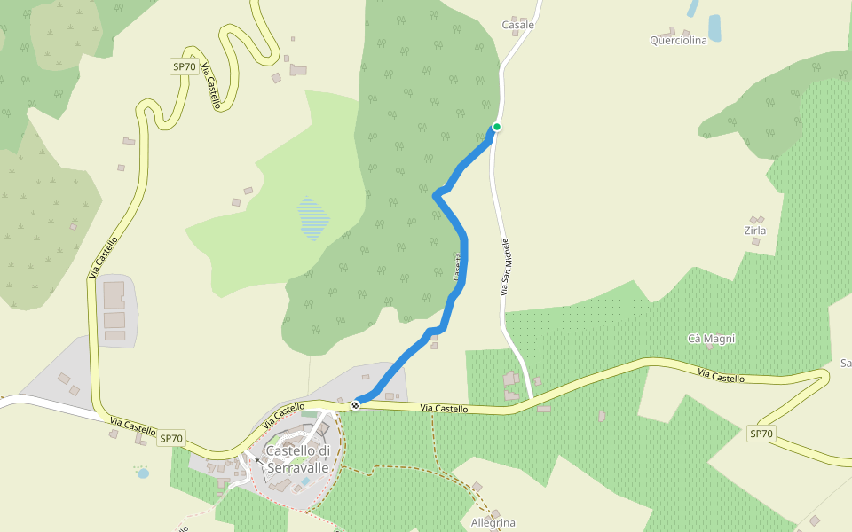 Casetta walking route map in Castello di Serravalle