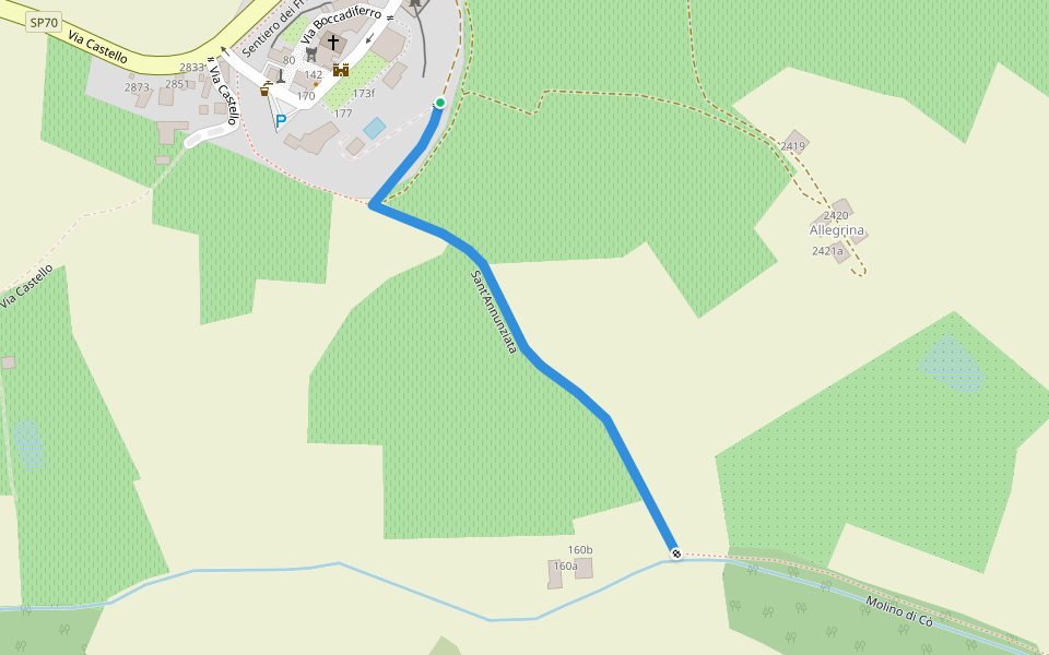 Sant'Annunziata walking route map in Castello di Serravalle