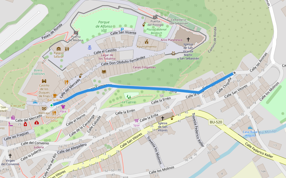 Calle de Don Antonio Carpintero walking route map in Frías