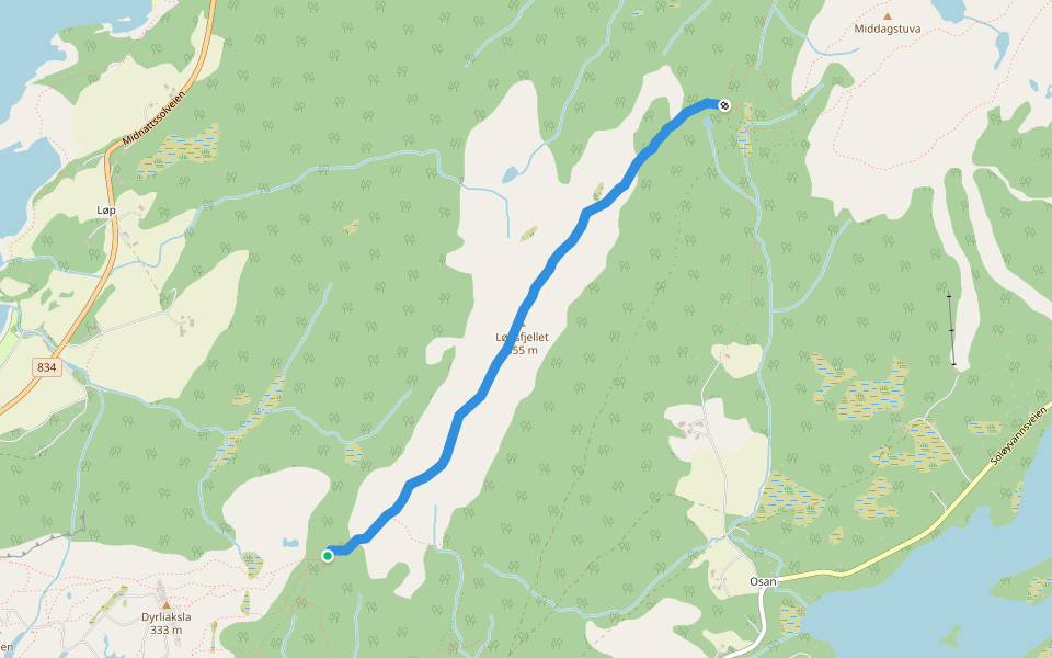 Løpsfjellet walking route map in Bodø