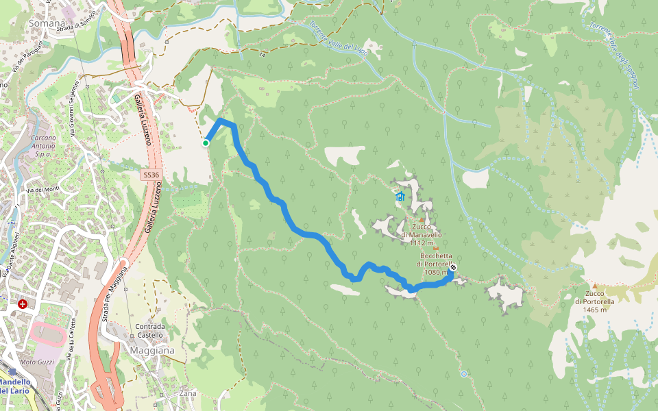 Rongio - Bocchetta di Portorella walking route map in Mandello del Lario