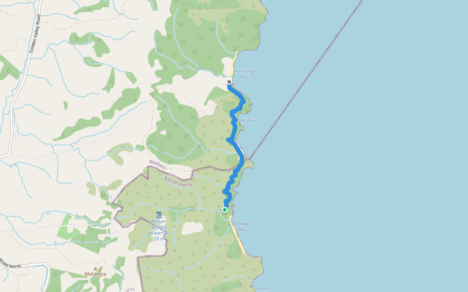 Homunga Bay Track walking route map in Waihi Beach
