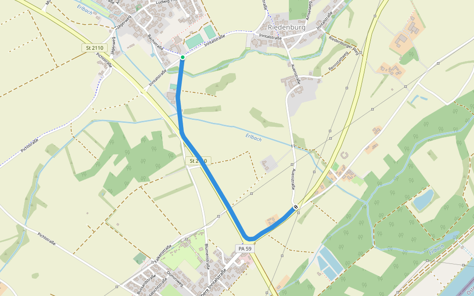 Erlbachweg walking route map in Bad Füssing