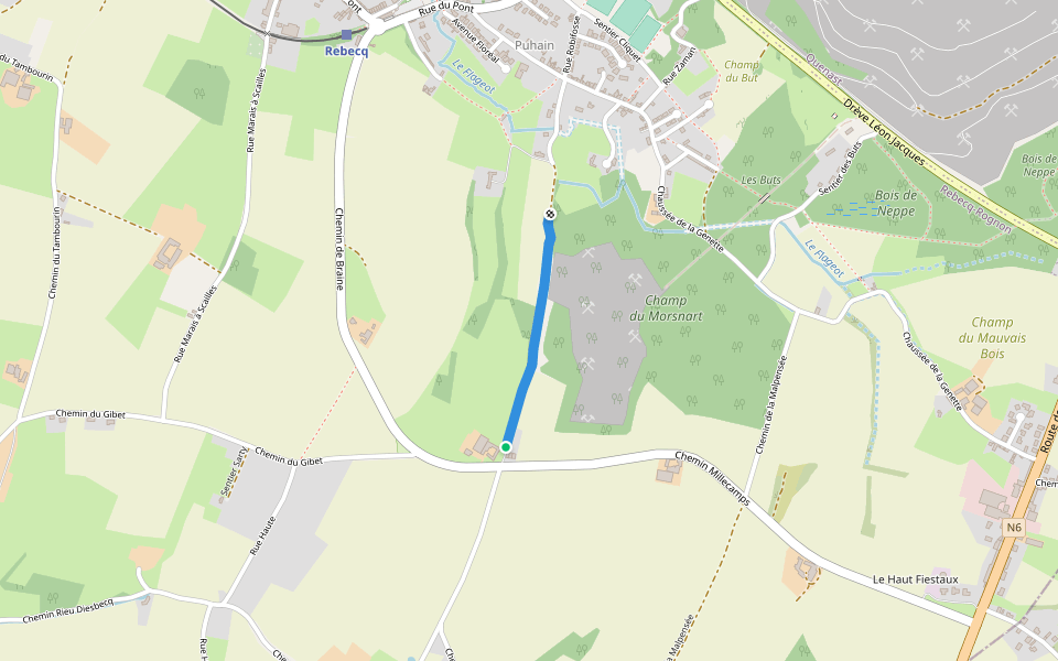 Chemin Marais Bourleau walking route map in Rebecq