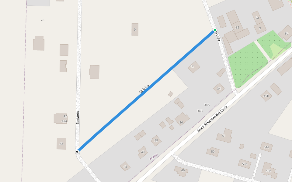 Gołębia walking route map in Wołów