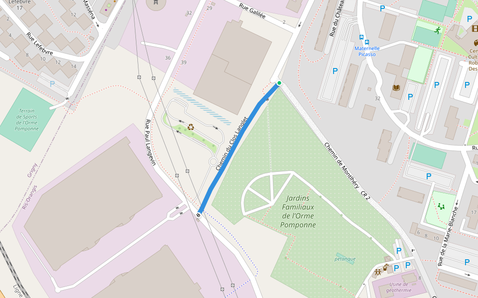 Chemin du Clos Langlet walking route map in Ris-Orangis