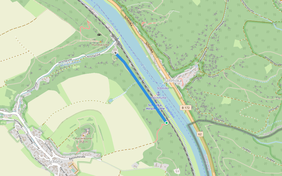 Elbhangweg walking route map in Reinhardtsdorf-Schöna