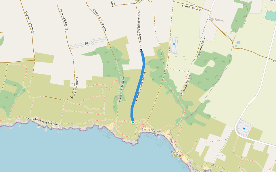 Chemin des Beaux Pierres walking route map in Préfailles