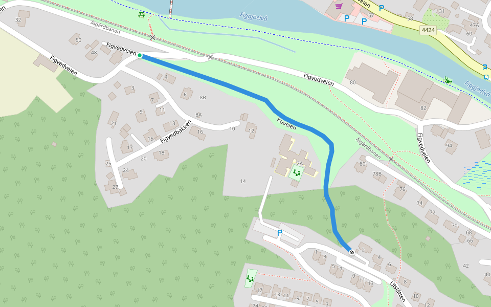 Kuveien walking route map in Opstad