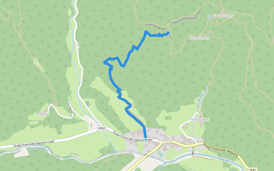 Castana-Cavalon walking route map in Castana