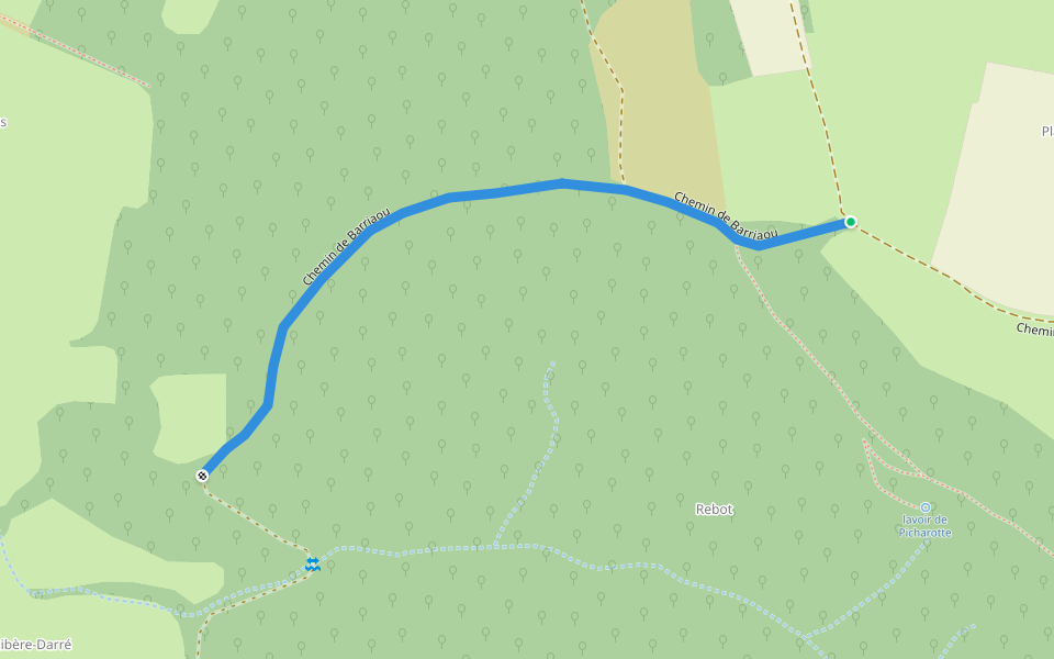 Chemin de Barriaou walking route map in Castelbajac