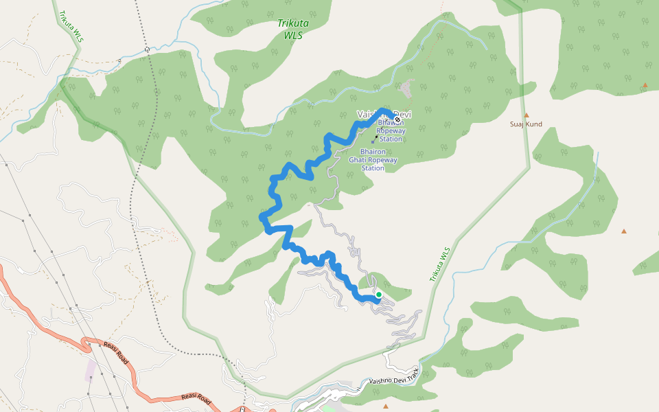 Himkoti Route walking route map in Vaishnodevi