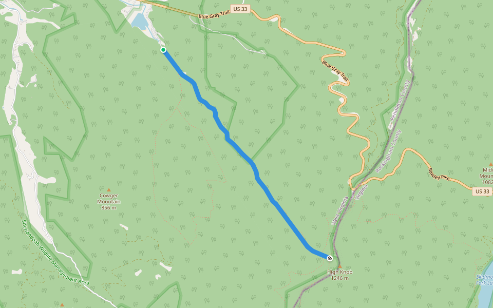 Brandywine - High Knob Trail walking route map in Brandywine