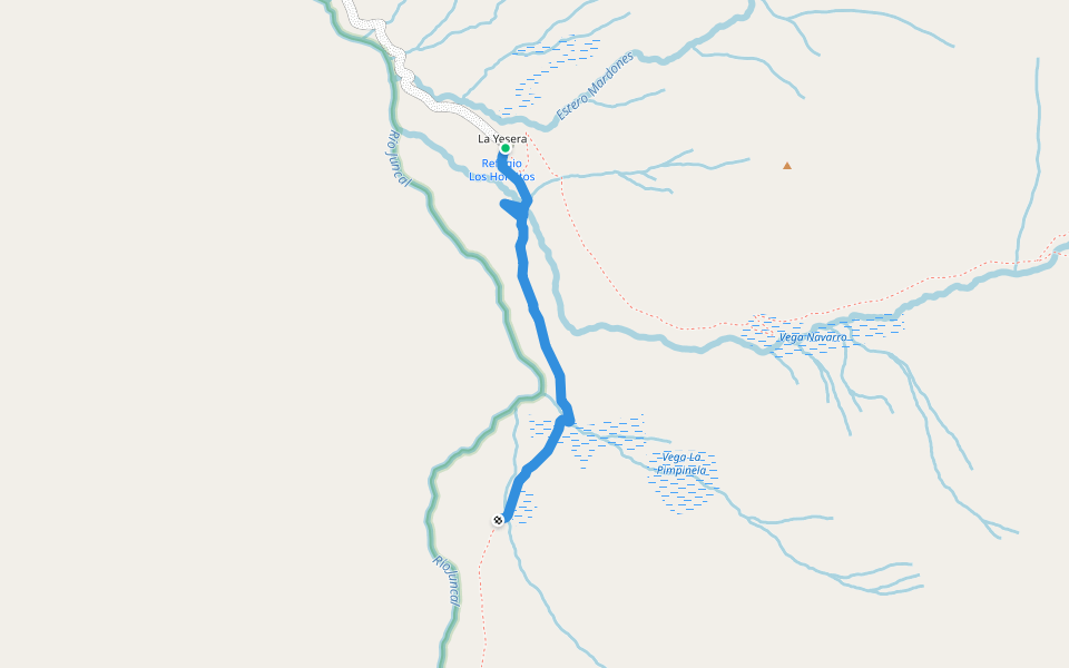 Sendero al Glaciar Juncal walking route map in El Juncal