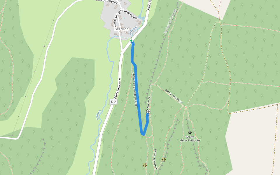 Chemin de la Petite Montée walking route map in Bouilland
