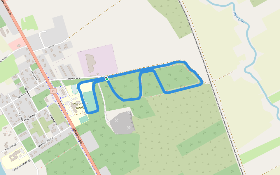 Valaistu kuntorata walking route map in Karunki