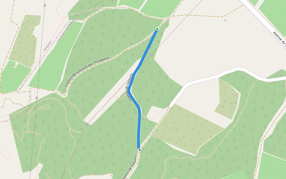 Chemin de Valauris walking route map in Caumont-sur-Durance