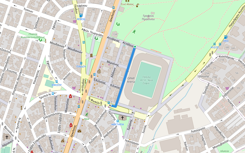 Καππαδοκίας walking route map in Nea Filadelfia