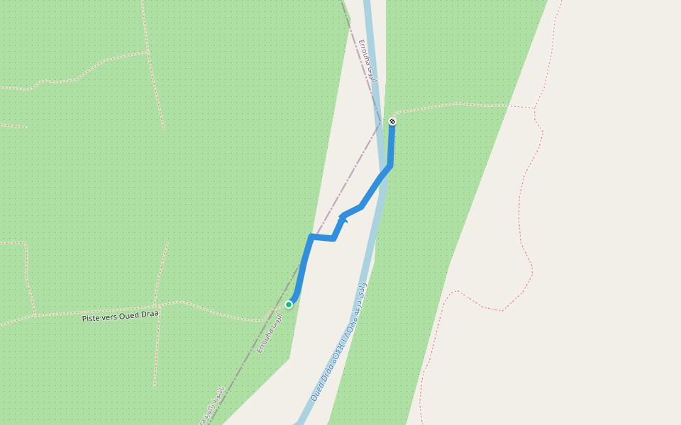 Traversée Oued Draa (Attetion si eau forte) walking route map in Zagora
