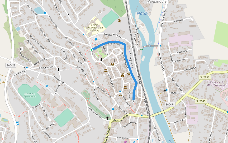 Zwingerweg walking route map in Nabburg