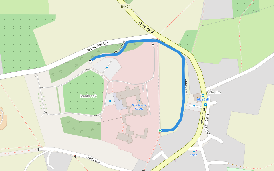 Abbey Trail walking route map in Callow End