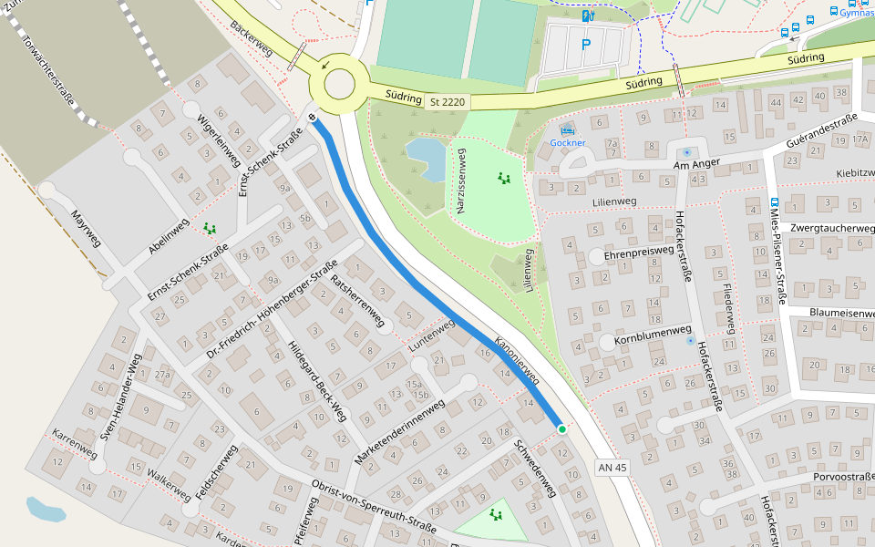 Kanonierweg walking route map in Dinkelsbühl