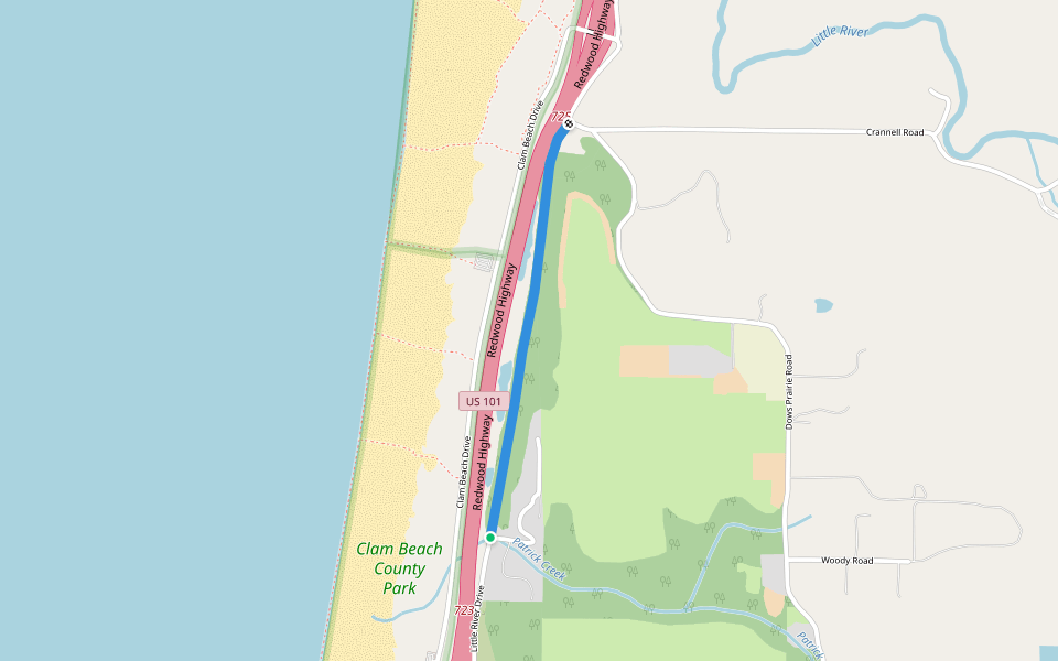 Little River Drive walking route map in McKinleyville