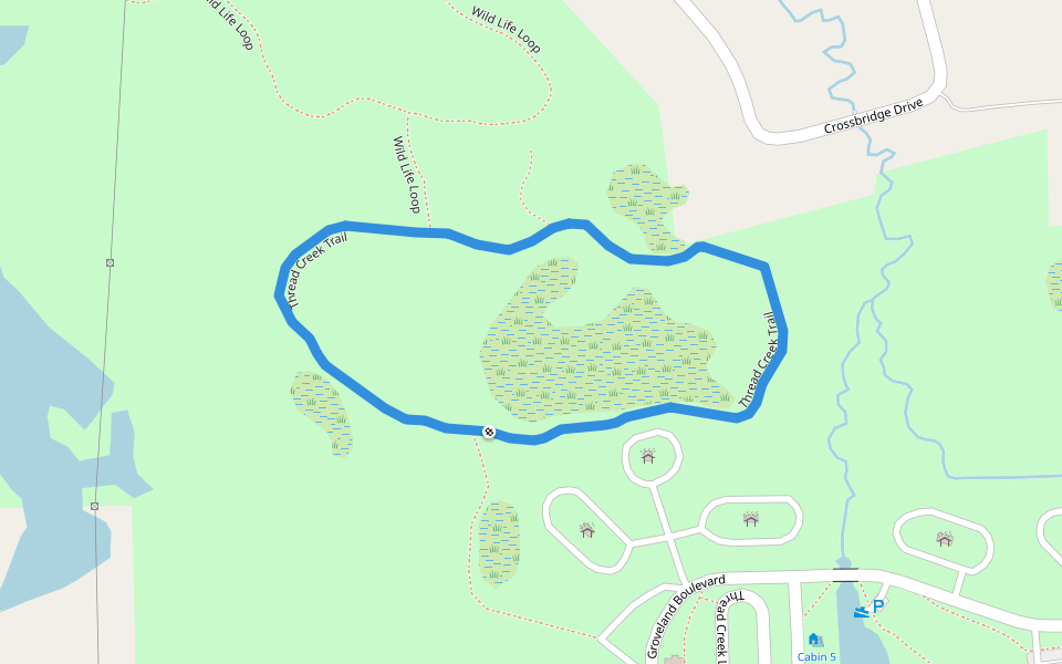 Thread Creek Trail walking route map in Holly