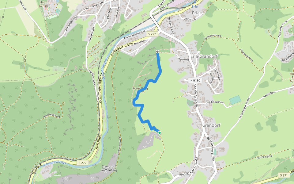 Rundweg Erla-Crandorf walking route map in Schwarzenberg/Erzgebirge