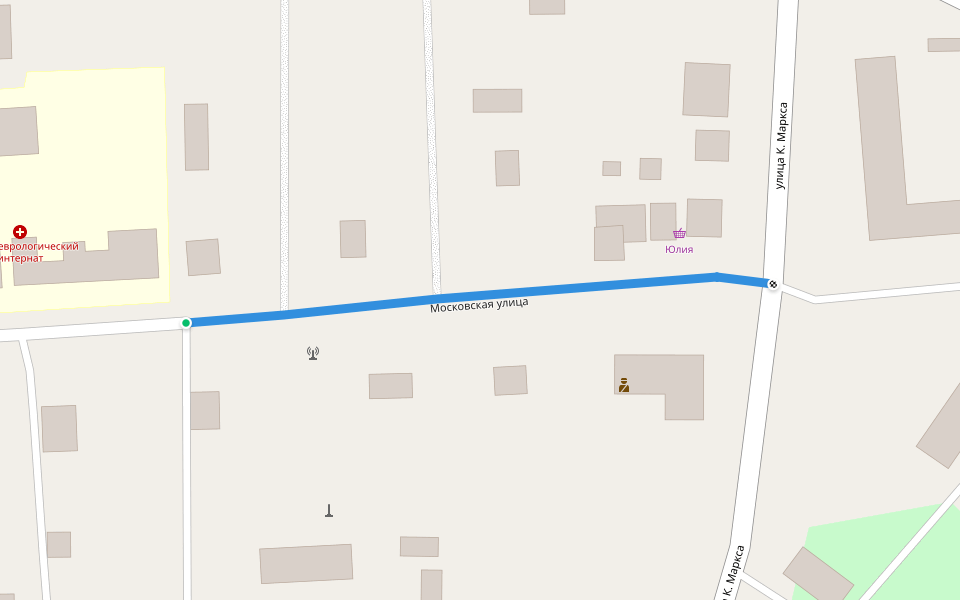 Московская улица walking route map in Bol'shie Berezniki