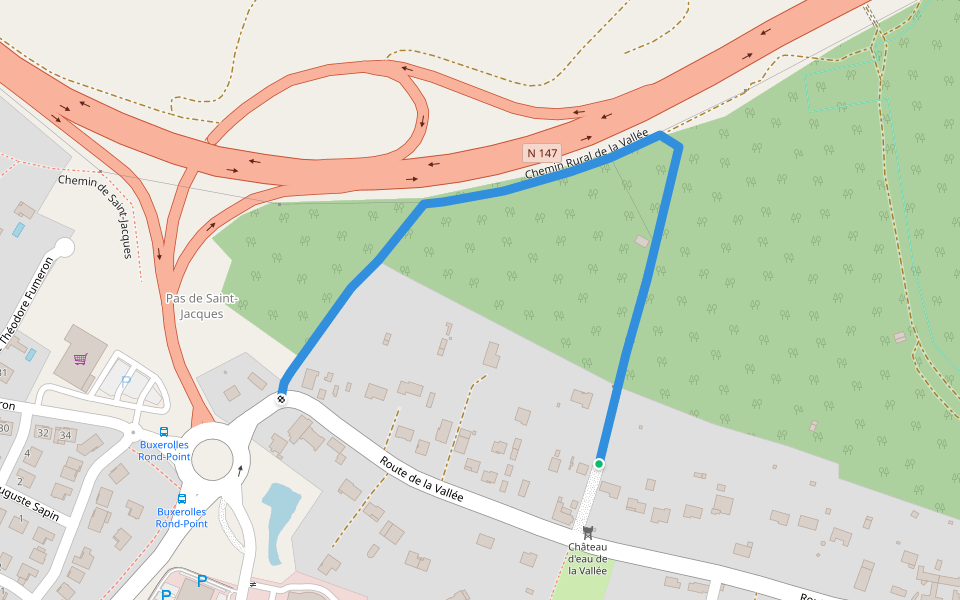 Chemin Rural de la Vallée walking route map in Buxerolles