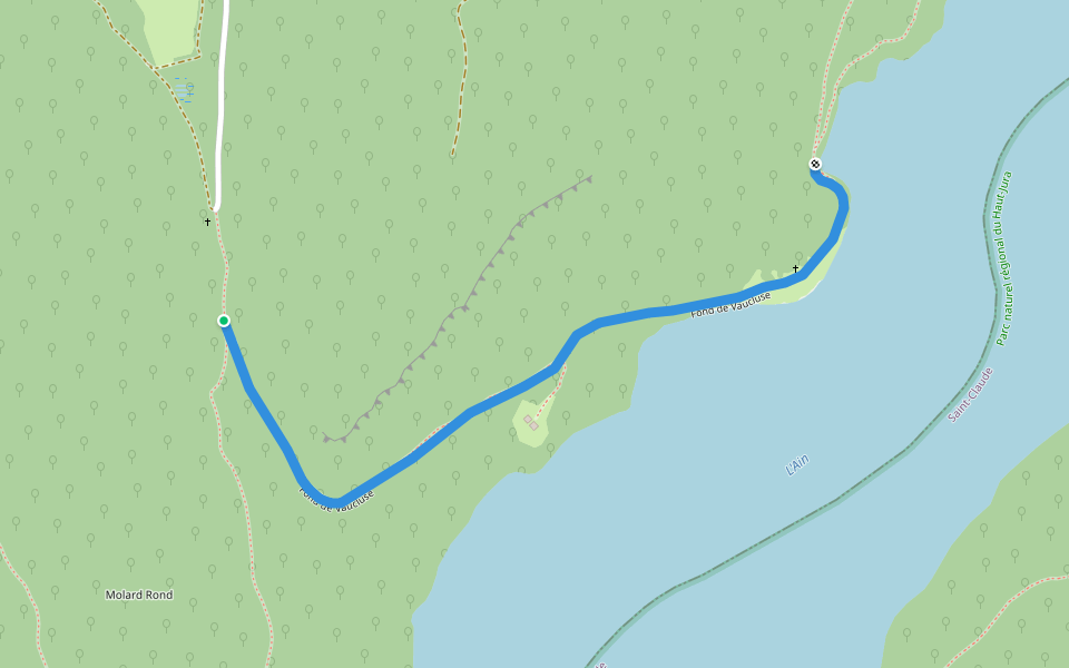 Fond de Vaucluse walking route map in Onoz